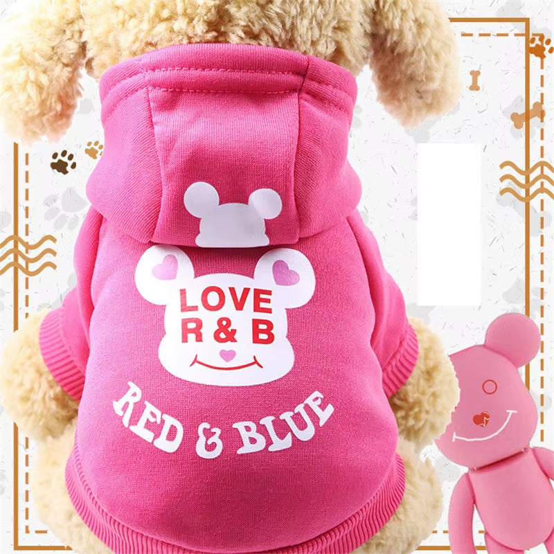 Autumn/Winter Pet Clothes Cotton Sportswear Cute Cartoon Pattern Dog Costumes Clothes for Small and Medium Dog Pets Supplies