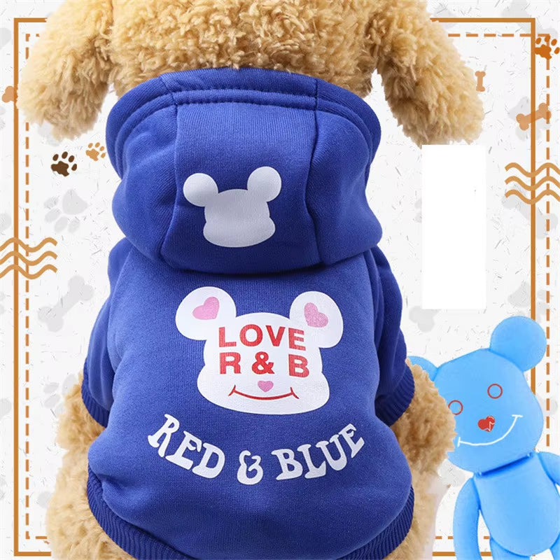 Autumn/Winter Pet Clothes Cotton Sportswear Cute Cartoon Pattern Dog Costumes Clothes for Small and Medium Dog Pets Supplies